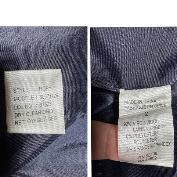 Theory Rory Navy Blue Stripe Two Button Wool Blend Blazer Size 2 Structured - Picture 6 of 8